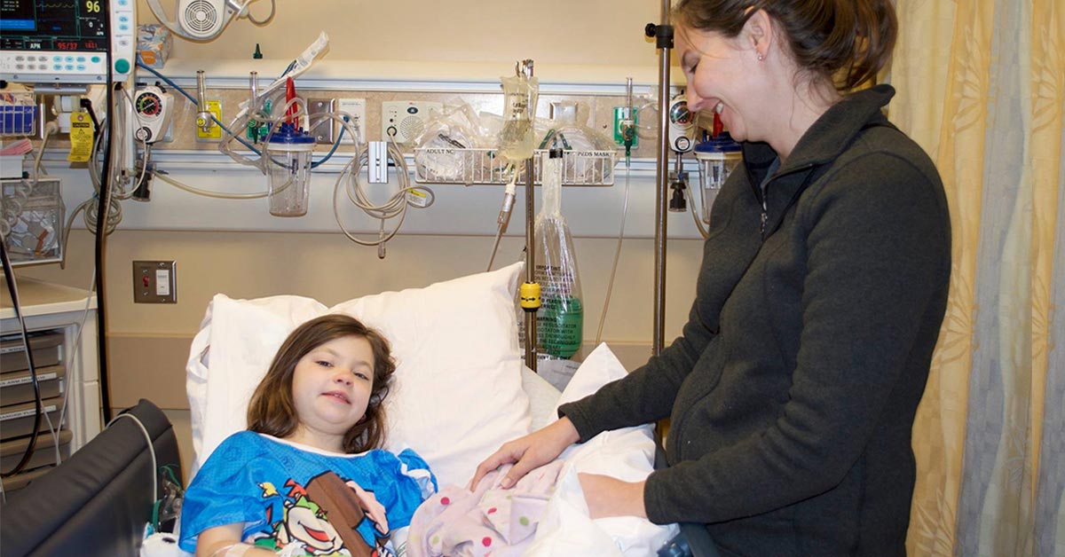 Child in hospital bed